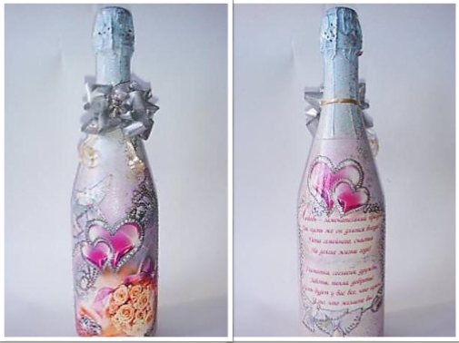 Декупаж свадебных бутылок (мастер-класс)