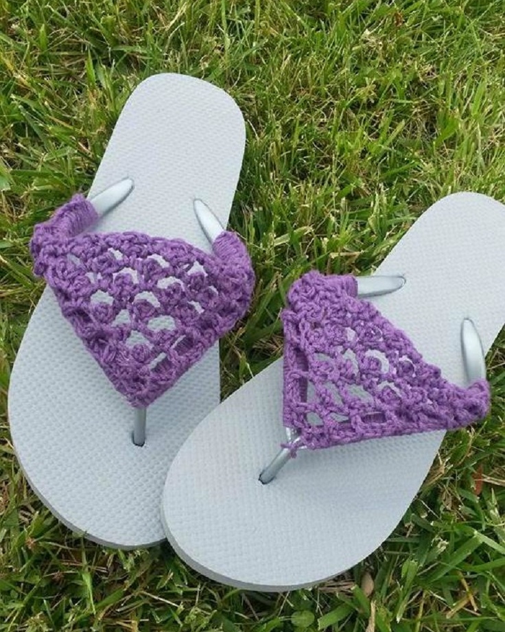 Вязание крючком: украшаем вьетнамки